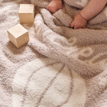 Unisex | Taupe Hot Air Balloon Feather Knit Baby Blanket | Taupe