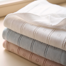 Boys | Pale Blue Pointelle Knit Baby Blanket | Blue