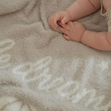 Unisex | Taupe Hot Air Balloon Feather Knit Baby Blanket | Taupe