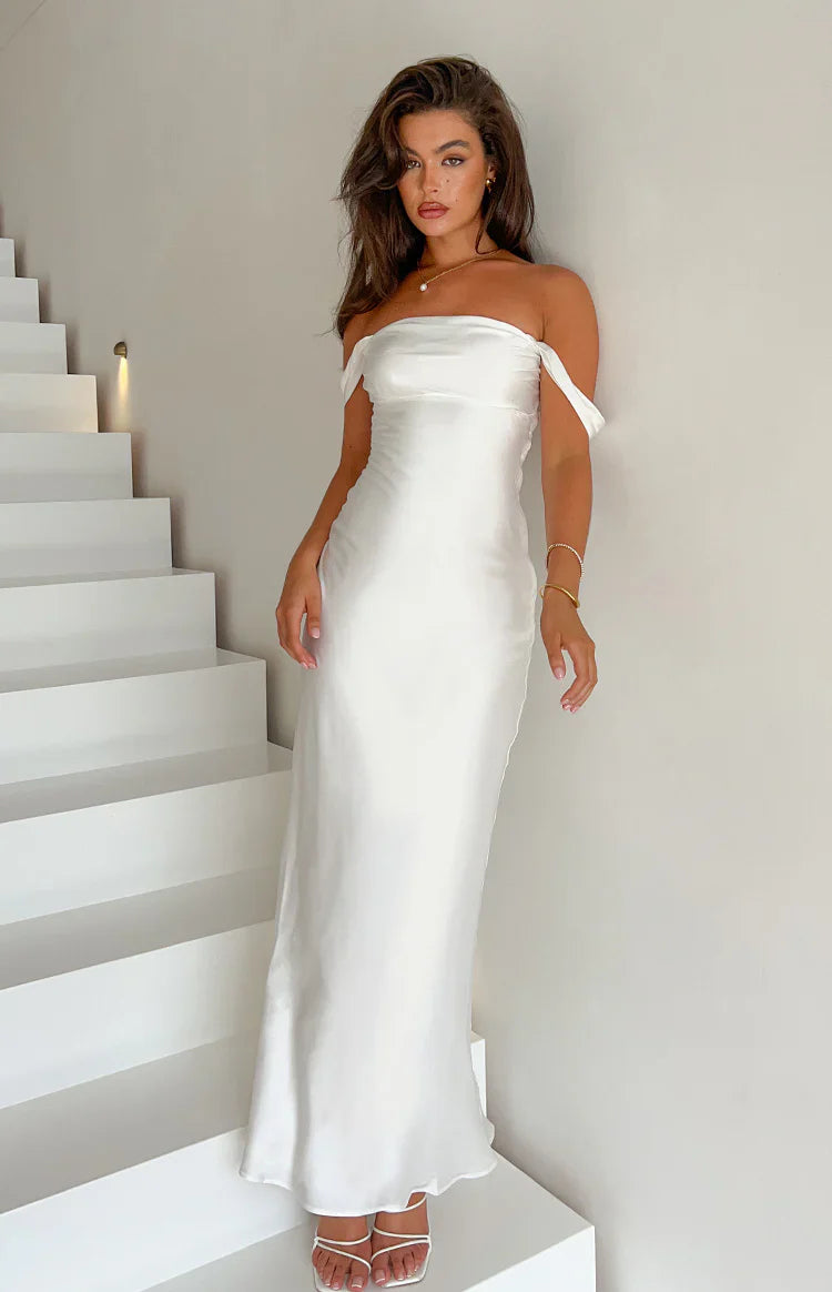 off shoulder white dress Ella Off Shoulder Formal Dress