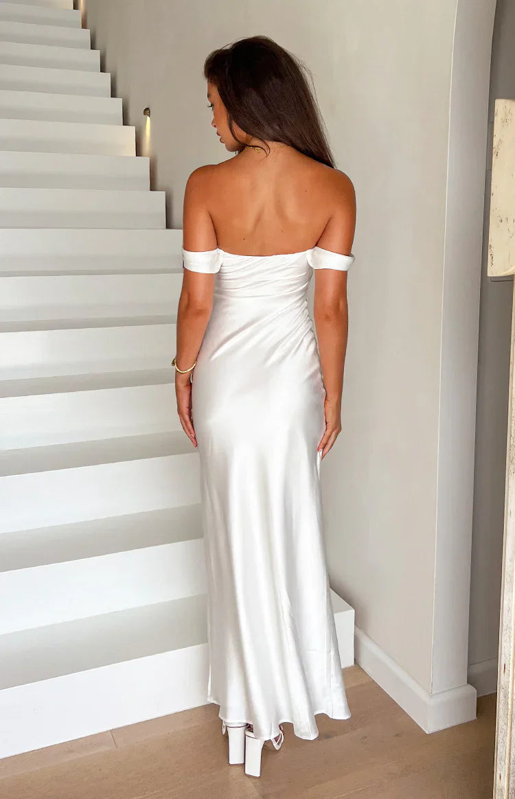 off shoulder white formal dress Ella Off Shoulder Formal Dress