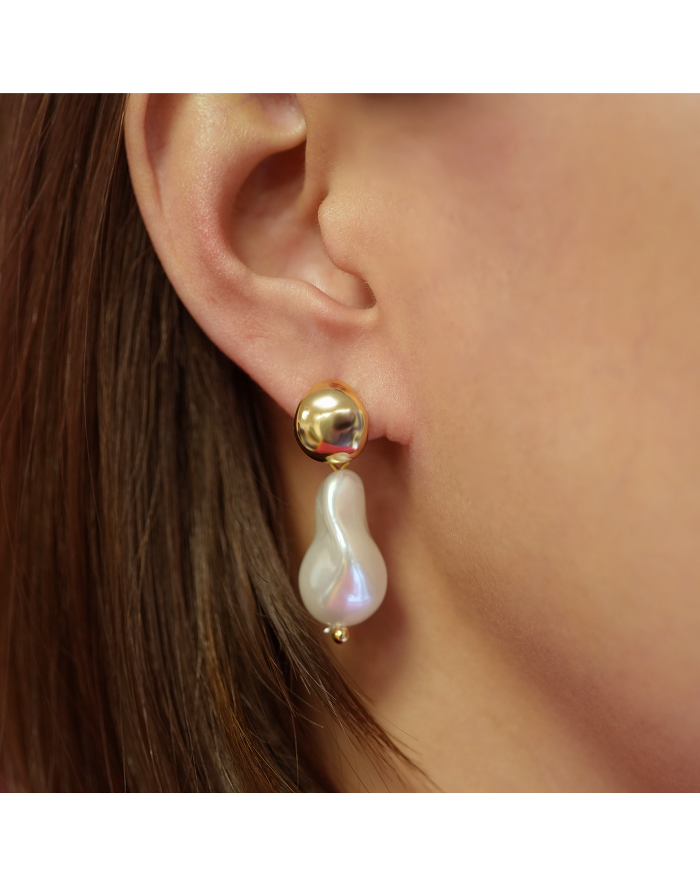Ella Pearl Earring - Elegant 14K Gold Plated Design | Gold Plated Brass