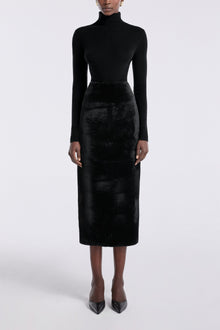 Elyse Shearling | Velvety Shearling Skirt | Noir