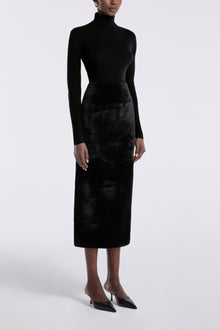 Elyse Shearling | Velvety Shearling Skirt | Noir