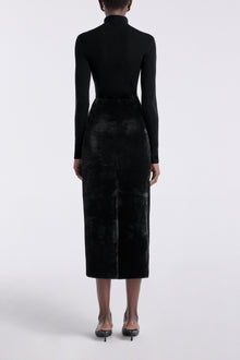 Elyse Shearling | Velvety Shearling Skirt | Noir