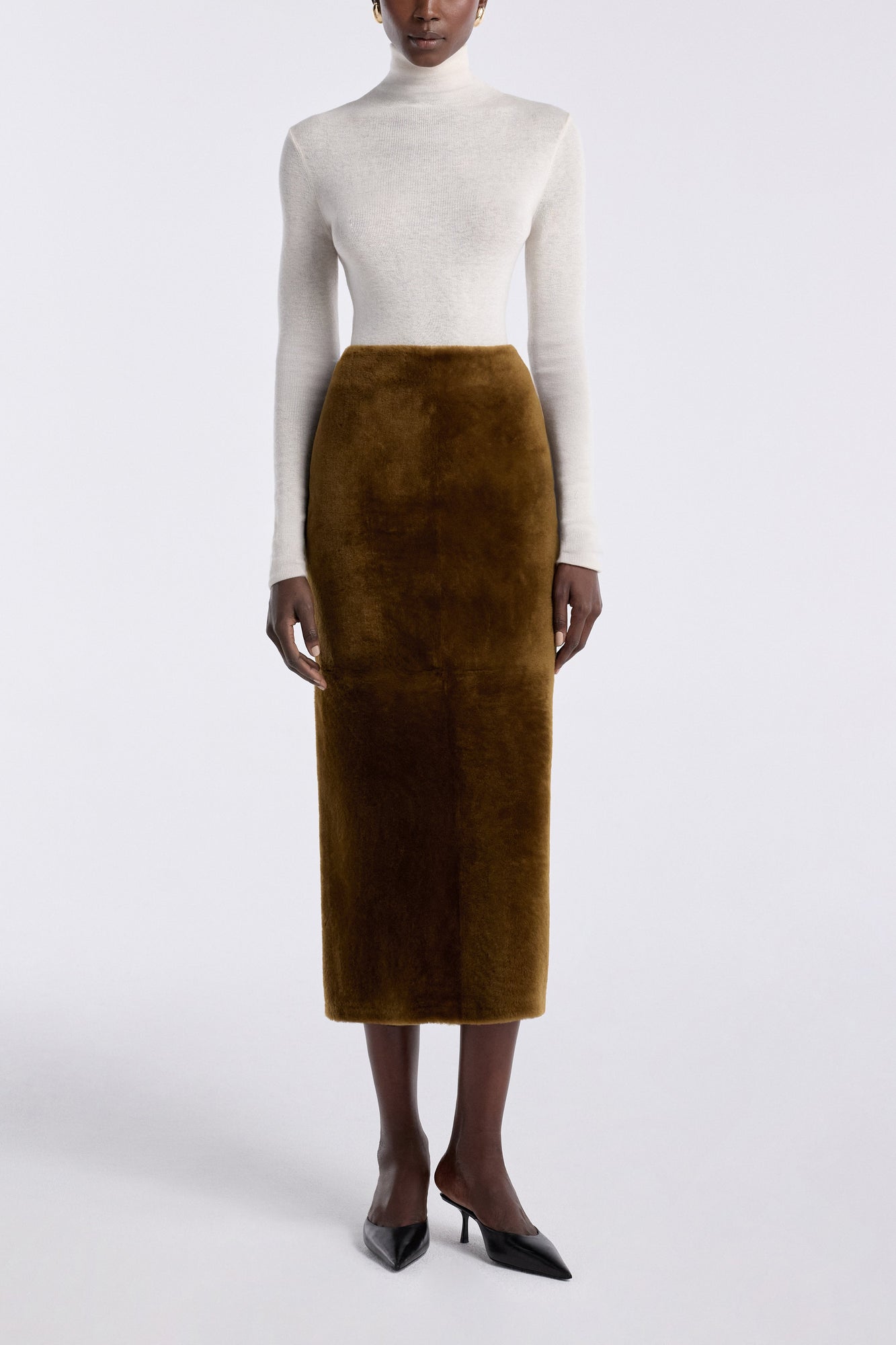 Elyse Shearling | Velvety Shearling Skirt | Chartreuse