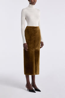 Elyse Shearling | Velvety Shearling Skirt | Chartreuse