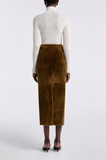 Elyse Shearling | Velvety Shearling Skirt | Chartreuse