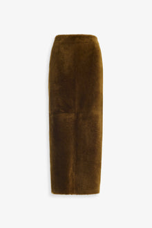 Elyse Shearling | Velvety Shearling Skirt | Chartreuse
