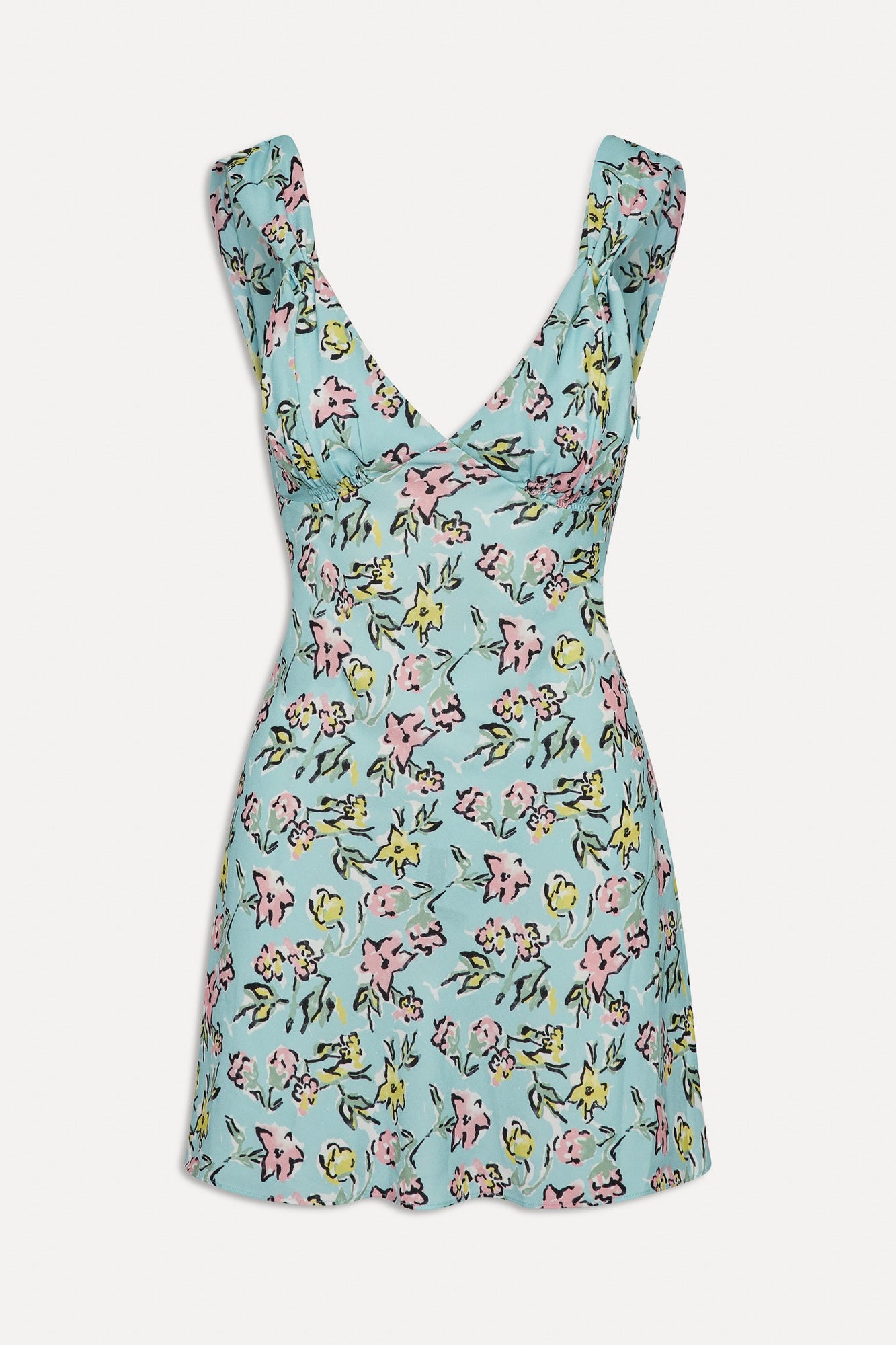 Emilia Satin Floral Mini Dress Pastel Peony