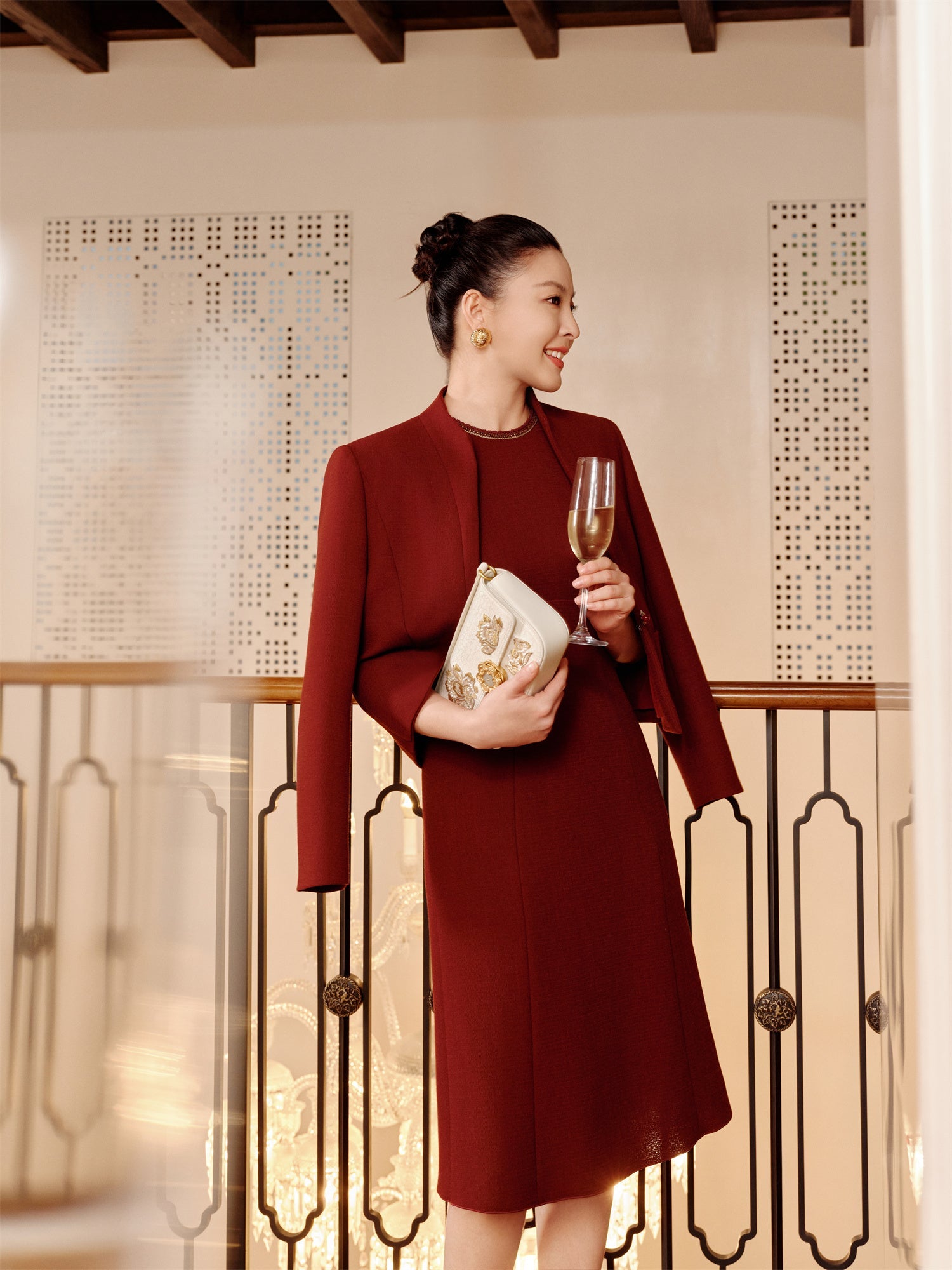 Wool Blazer | Wine Red