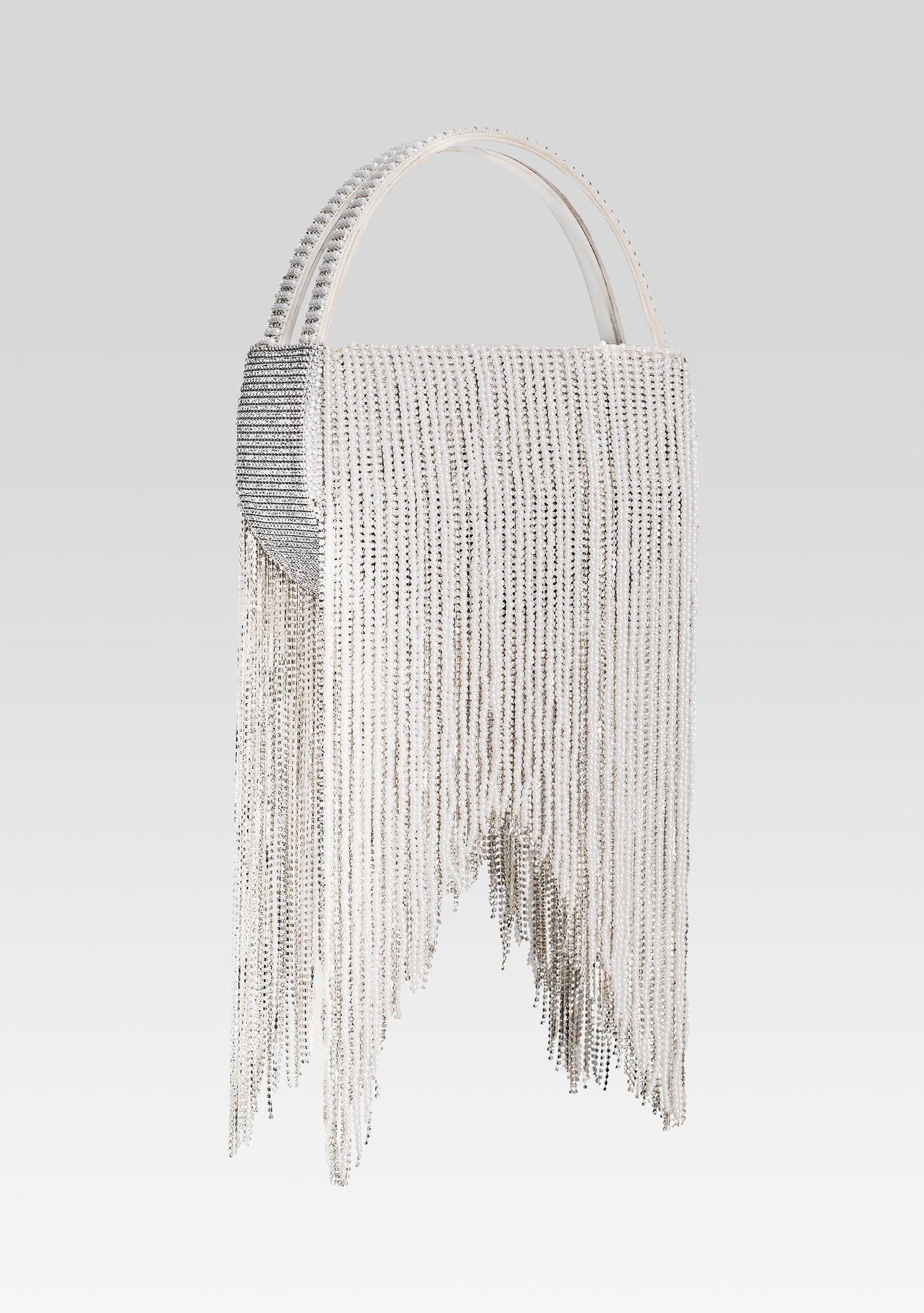 Estel Medium Pearl Fringe Bag | White Pearl