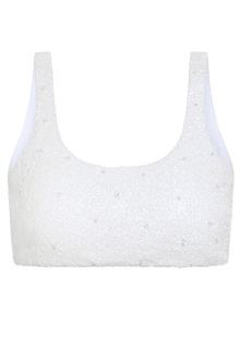 Eternal White Hand-Beaded Embellished Bikini Top - Self-Adore