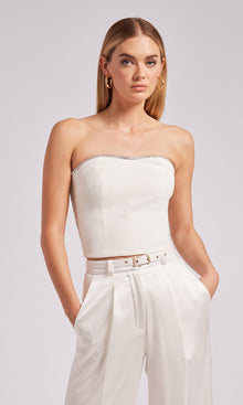 Ettie Crystal Crepe Bustier | White