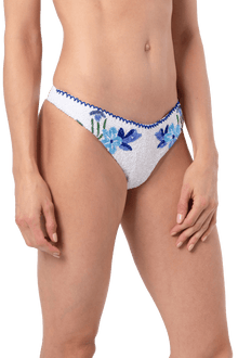 Euro Summer Hand - Beaded Embellished Bikini Bottom - White/Blue - Self - Adore