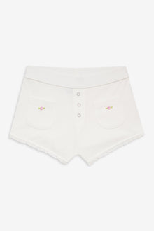 Eve Waffle Booty Shorts in White 