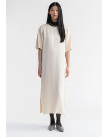 Eve | Cupro Maxi Dress With Belt | Cream