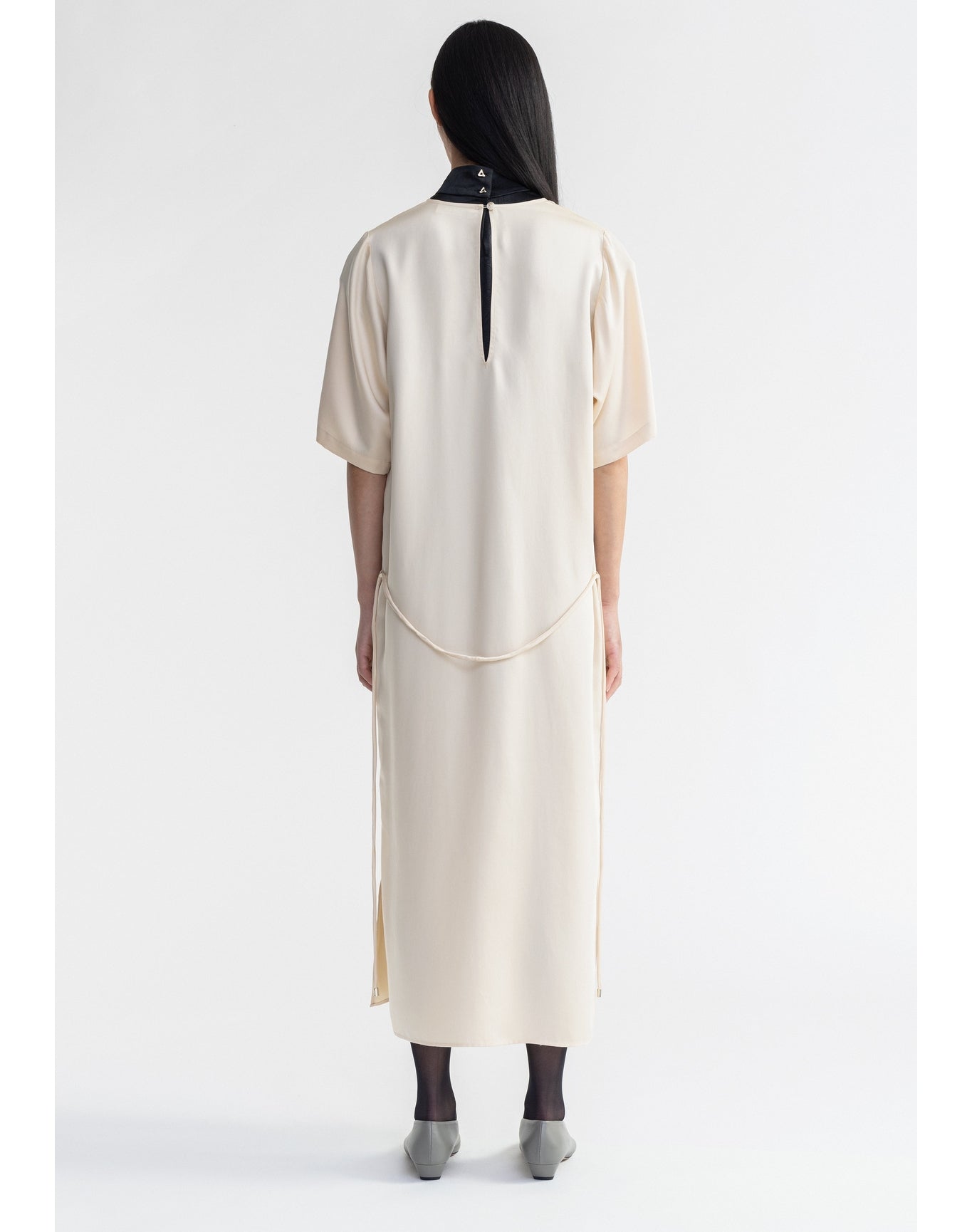 Eve | Cupro Maxi Dress With Belt | Cream