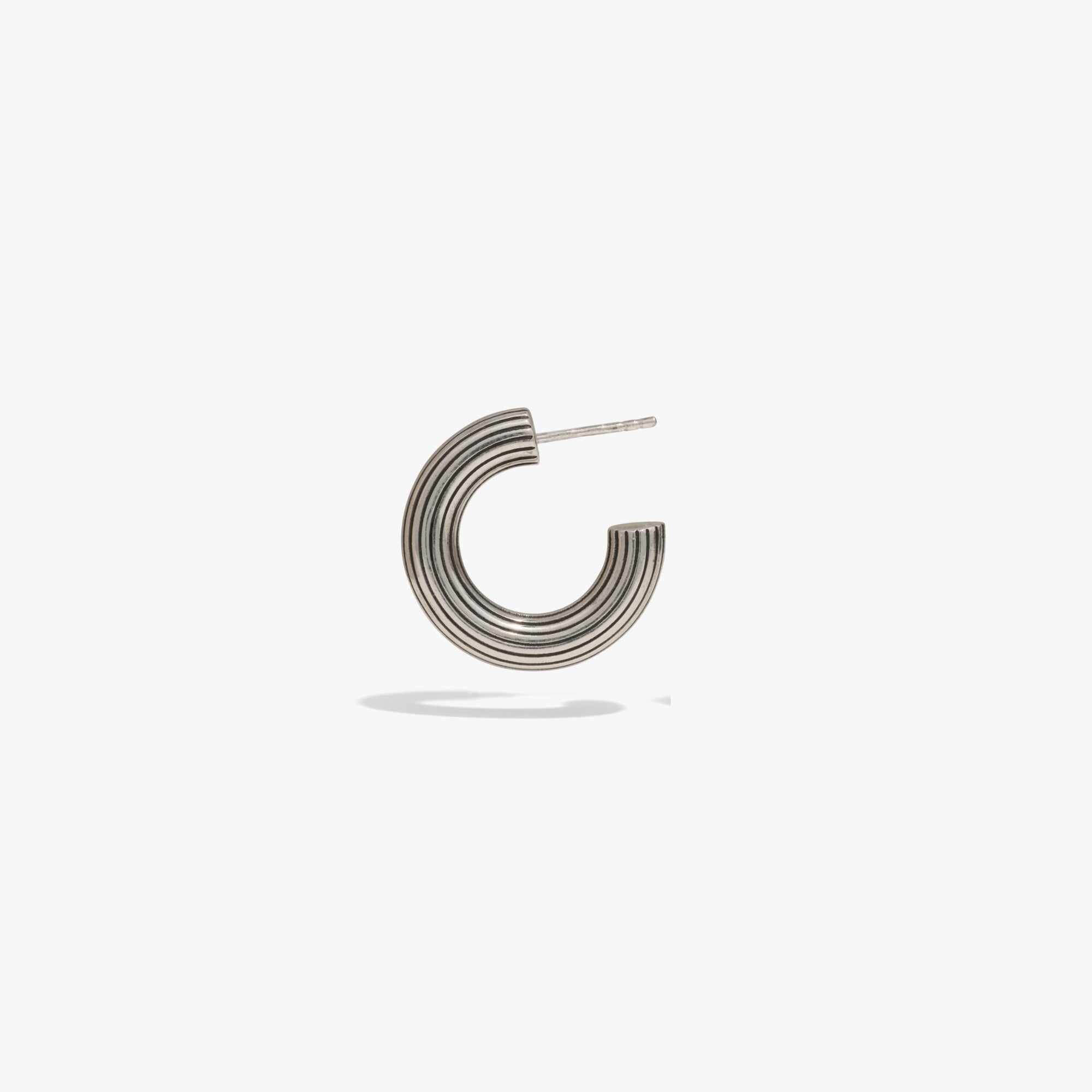 Awe Inspired Earrings 925 Sterling Silver / Single Ribbed Chubby Hoops