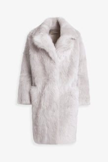 Nour Hammour Evita Plush Shearling Coat Cloud - Silhouette 
