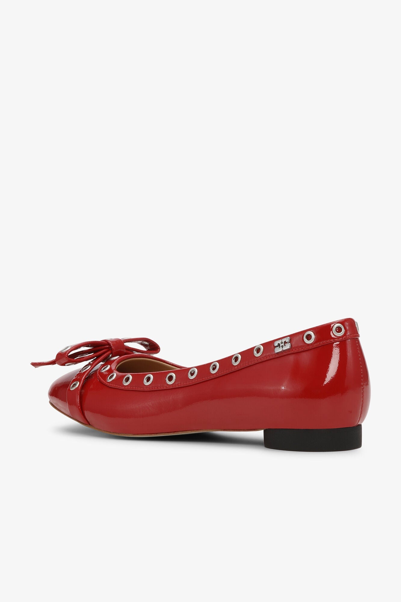 Eyelet Bow Ballerinas | Racing Red