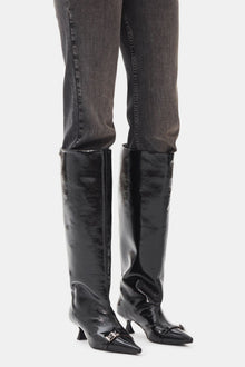 Eyelets Slouchy High Shaft Boots | Black