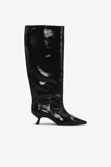 Eyelets Slouchy High Shaft Boots | Black
