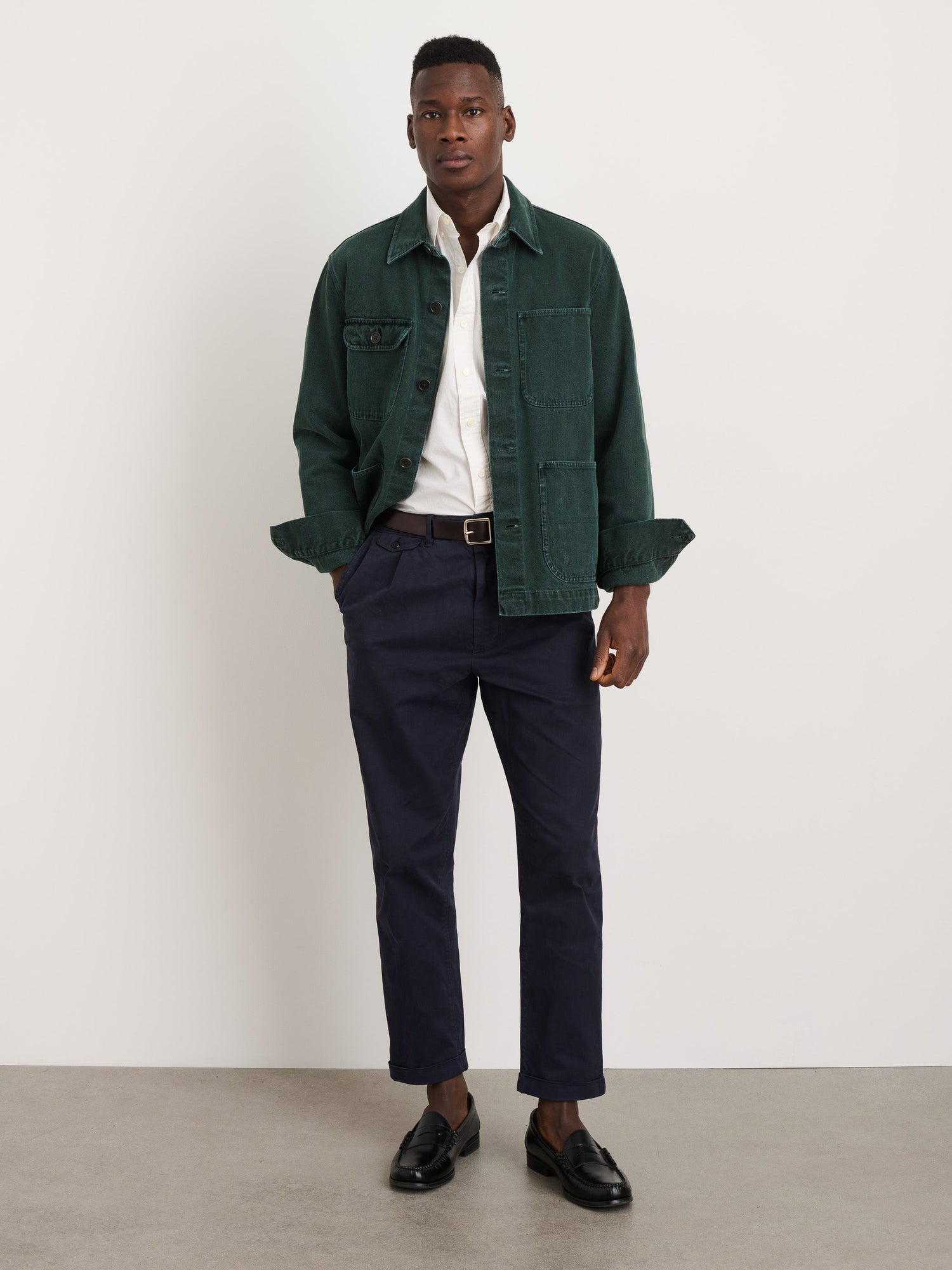 Men | Garment Dyed Work Jacket | Recycled Denim Dark Spruce