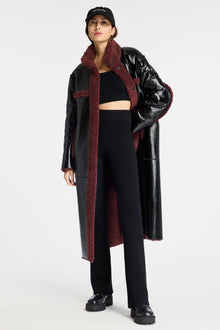 Apparis | Tilly Patent Reversible Coat (Rtv) | Noir/Burgundy