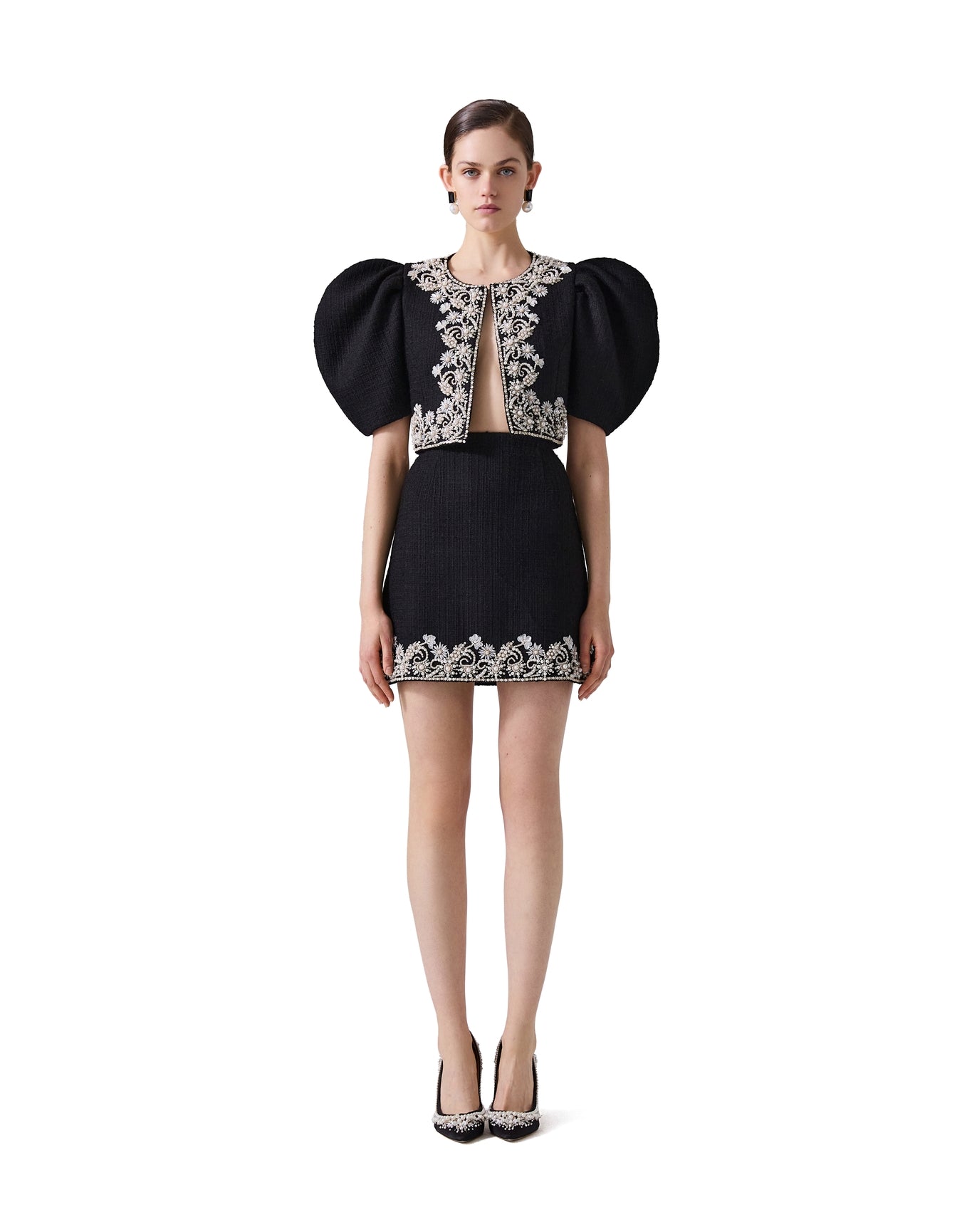 Embroidered Mini Skirt | Black