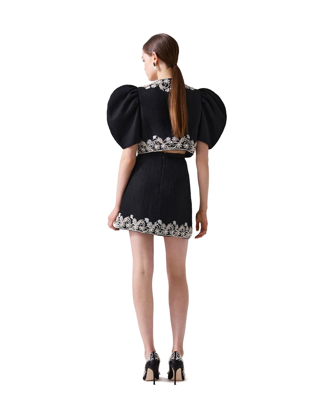Embroidered Mini Skirt | Black