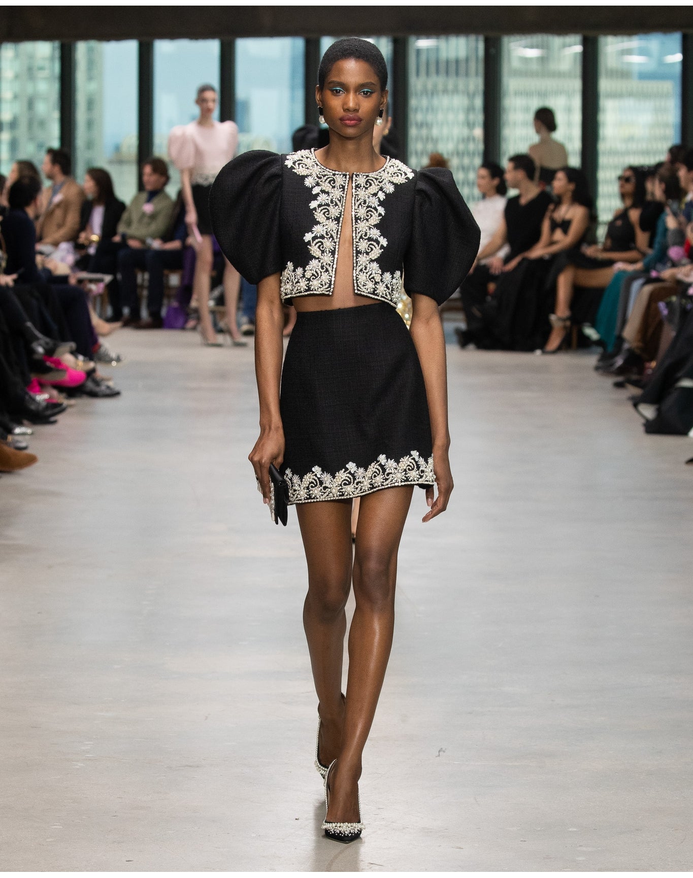 Embroidered Mini Skirt | Black