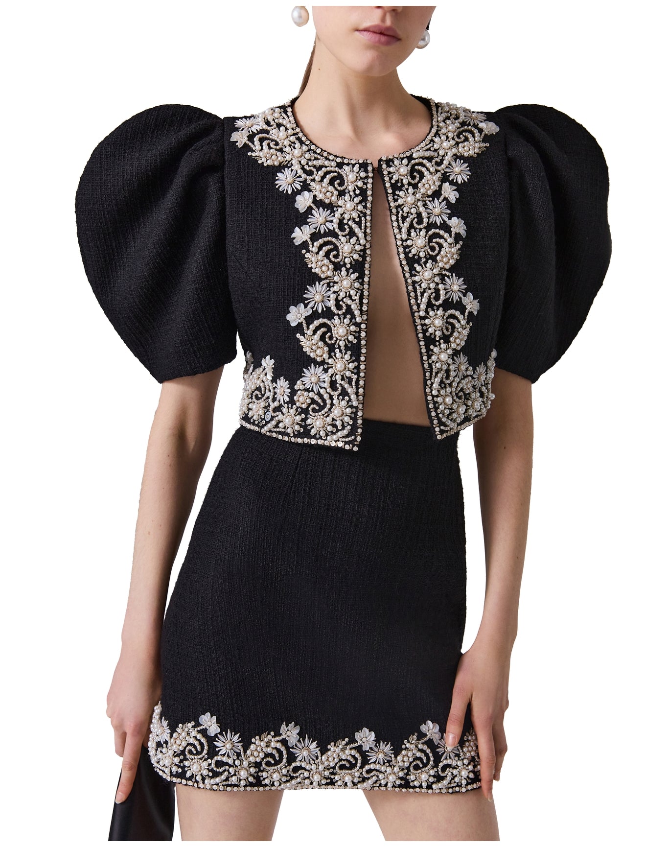 Embroidered Mini Skirt | Black