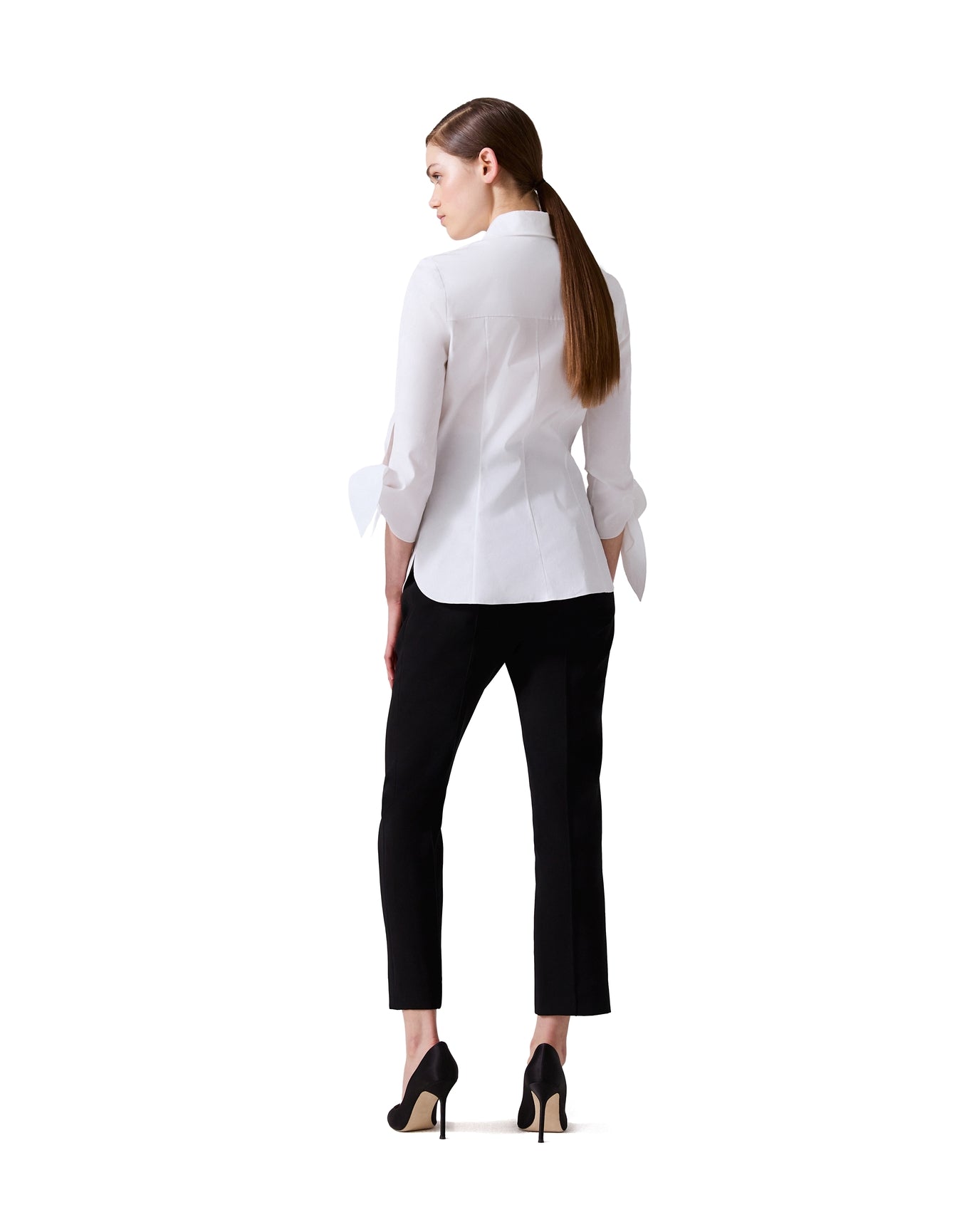 Embroidered 3/4 Tie Sleeve Collared Button Down | White Multi