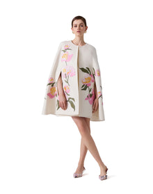 Embroidered Cape | Ivory Multi