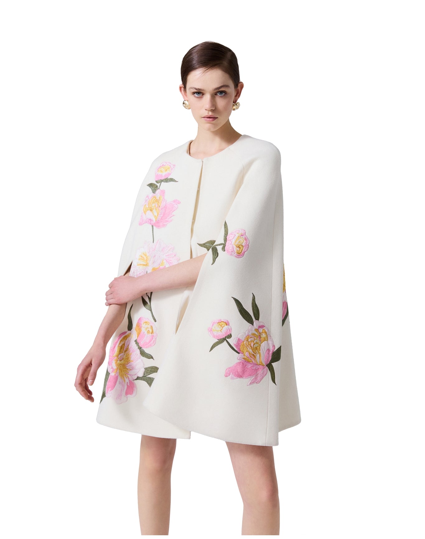 Embroidered Cape | Ivory Multi