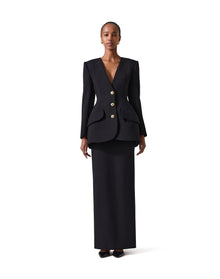 Long Pencil Skirt with Cummerbund Waistband | Black