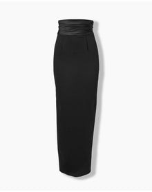 Long Pencil Skirt with Cummerbund Waistband | Black