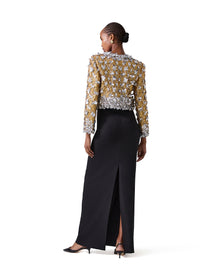 Long Pencil Skirt with Cummerbund Waistband | Black