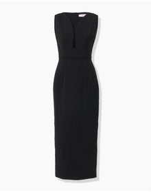 Sleeveless Deep U Neckline Midi Dress | Black