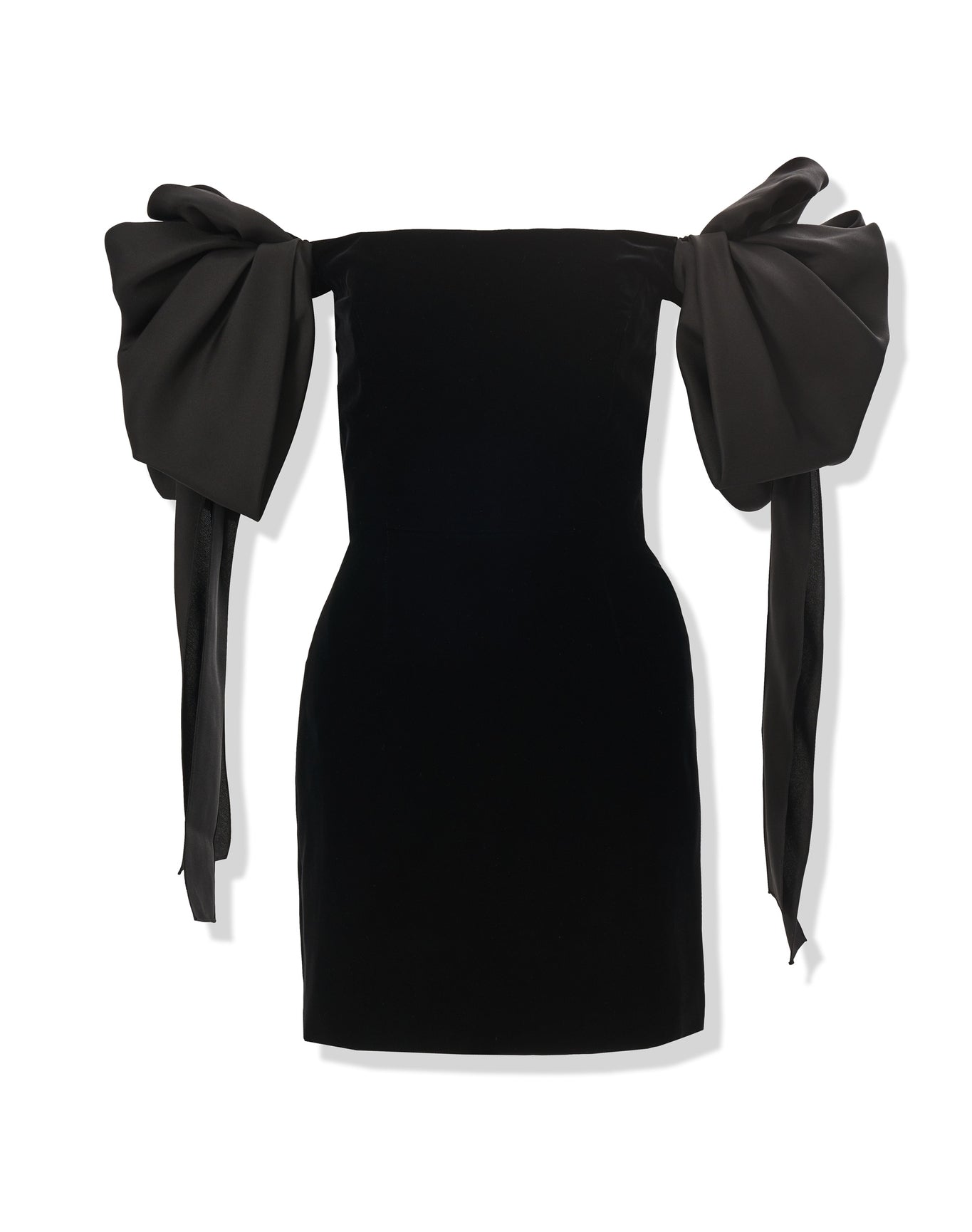 Velvet Off Shoulder Mini Dress | Black