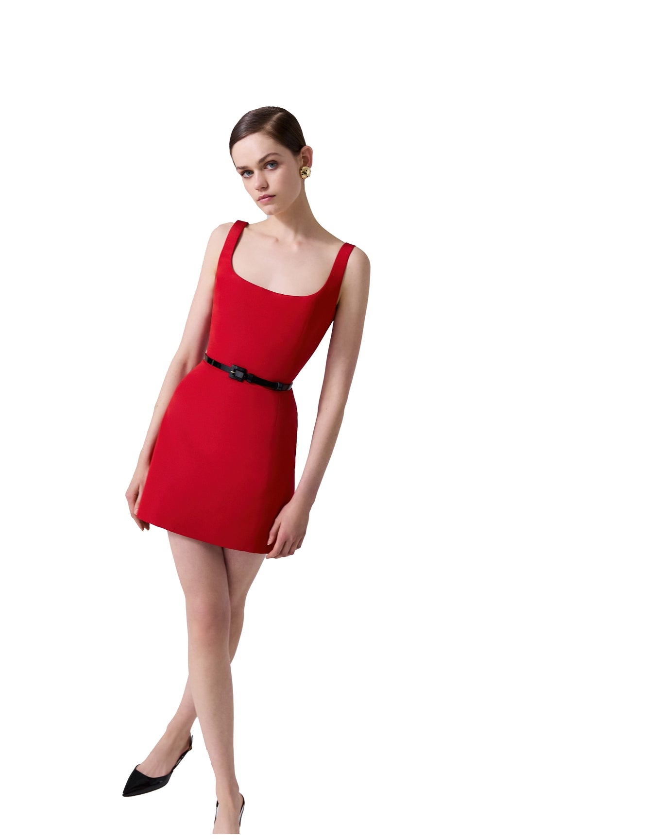 Thin Strap Scoop Neck Mini Dress | Herrera Red