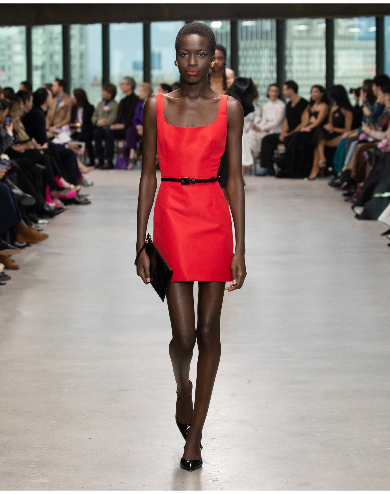 Thin Strap Scoop Neck Mini Dress | Herrera Red