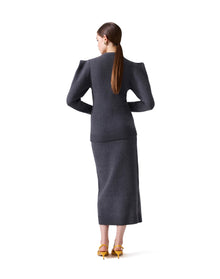 Long Sleeve V Neck Cardigan | Melange Grey