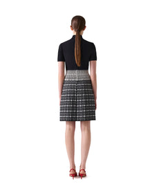 Short Sleeve Mock Neck Mini Dress | Black x White