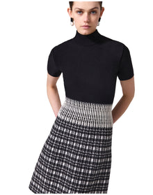 Short Sleeve Mock Neck Mini Dress | Black x White