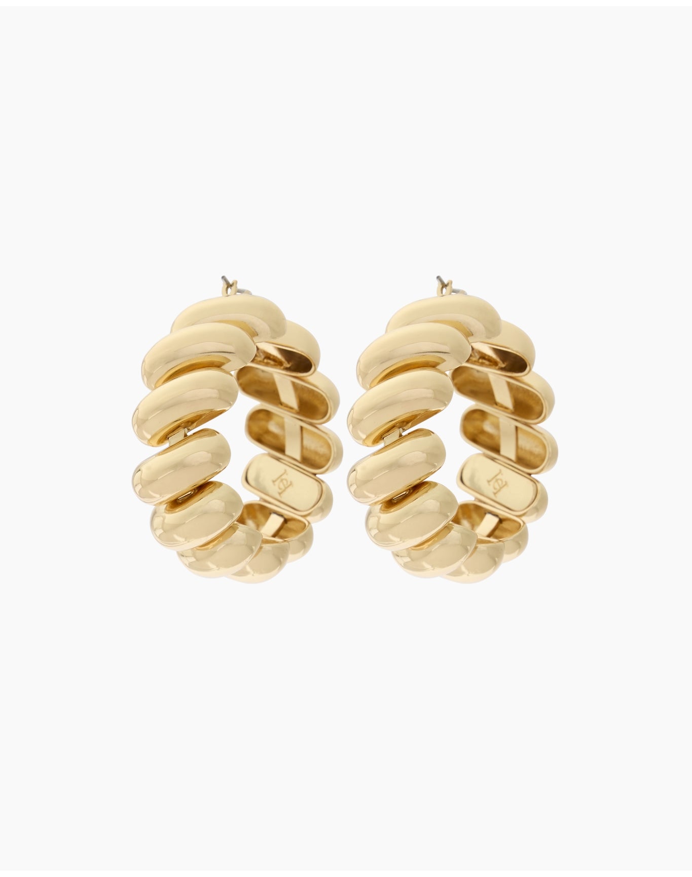 Puffed Link Hoop Earrings | Gold