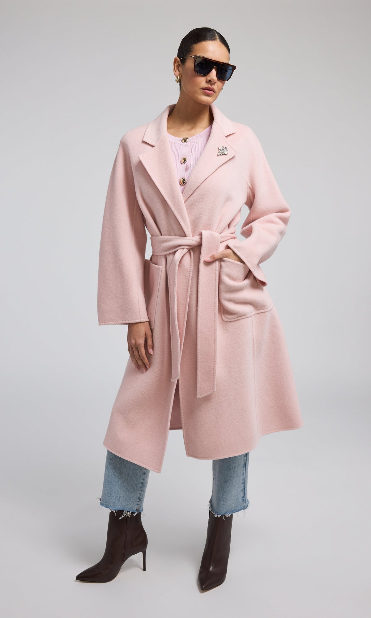 Grayson Wool Coat | Powder Pink
