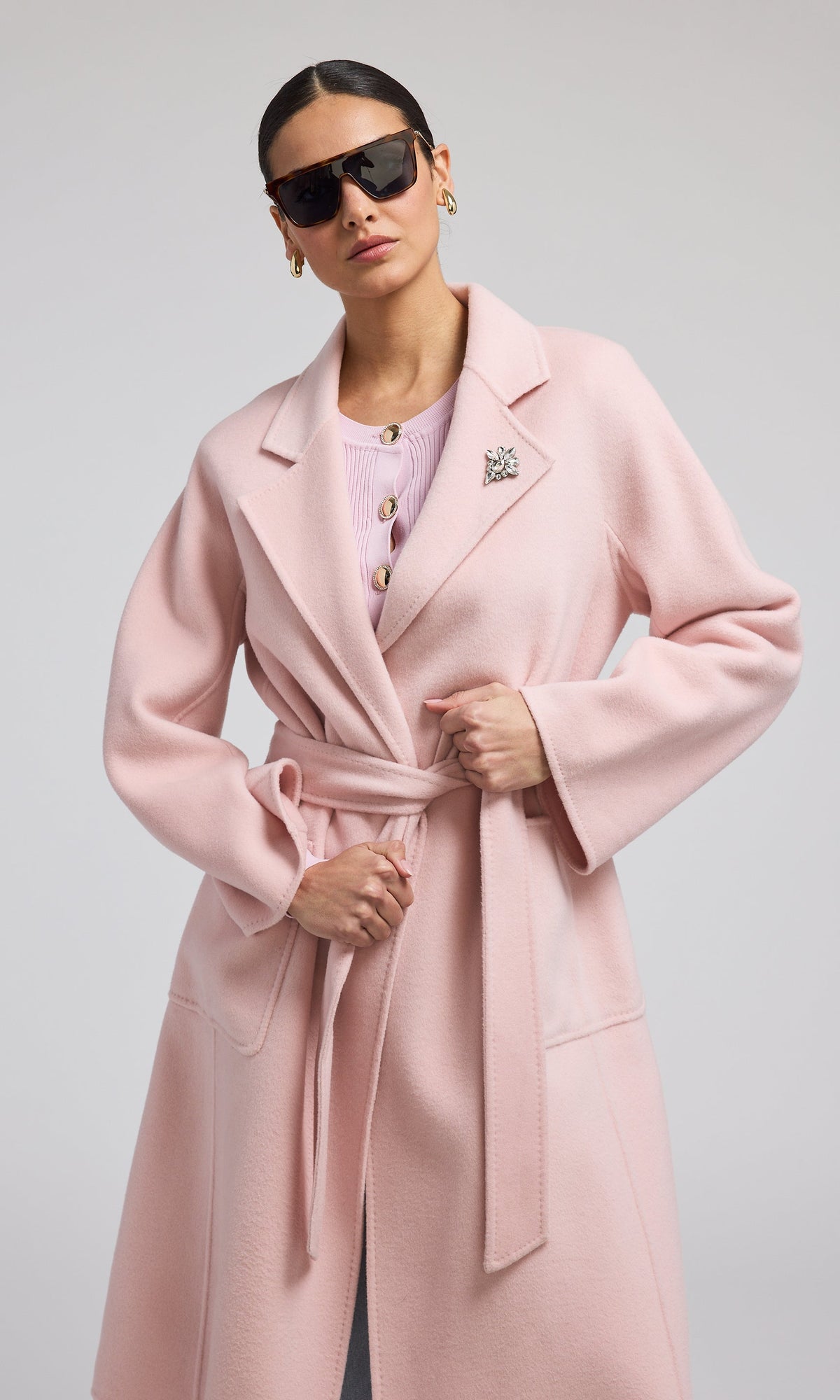 Grayson Wool Coat | Powder Pink