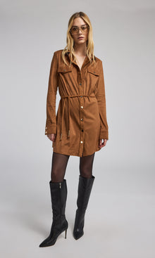 Yindi Vegan Suede Dress | Whiskey